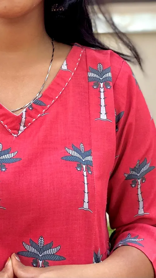 Tree Printed A-Line Kurti